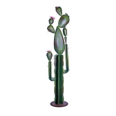 Cactus metallo c/fiori rossi
